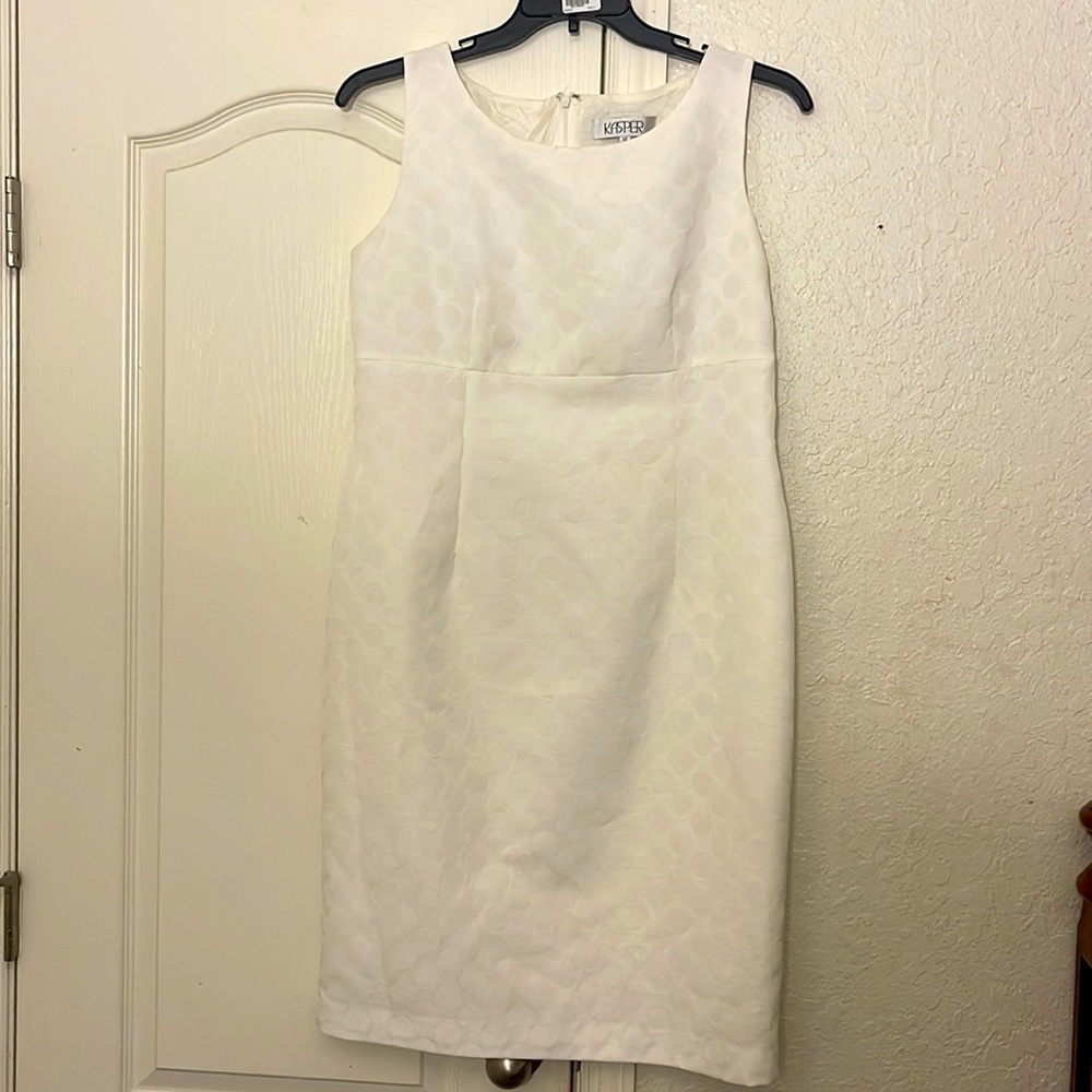 Kasper Womens Off White Seamed Sleeveless Knee-Length Wear to Work Dress Size12